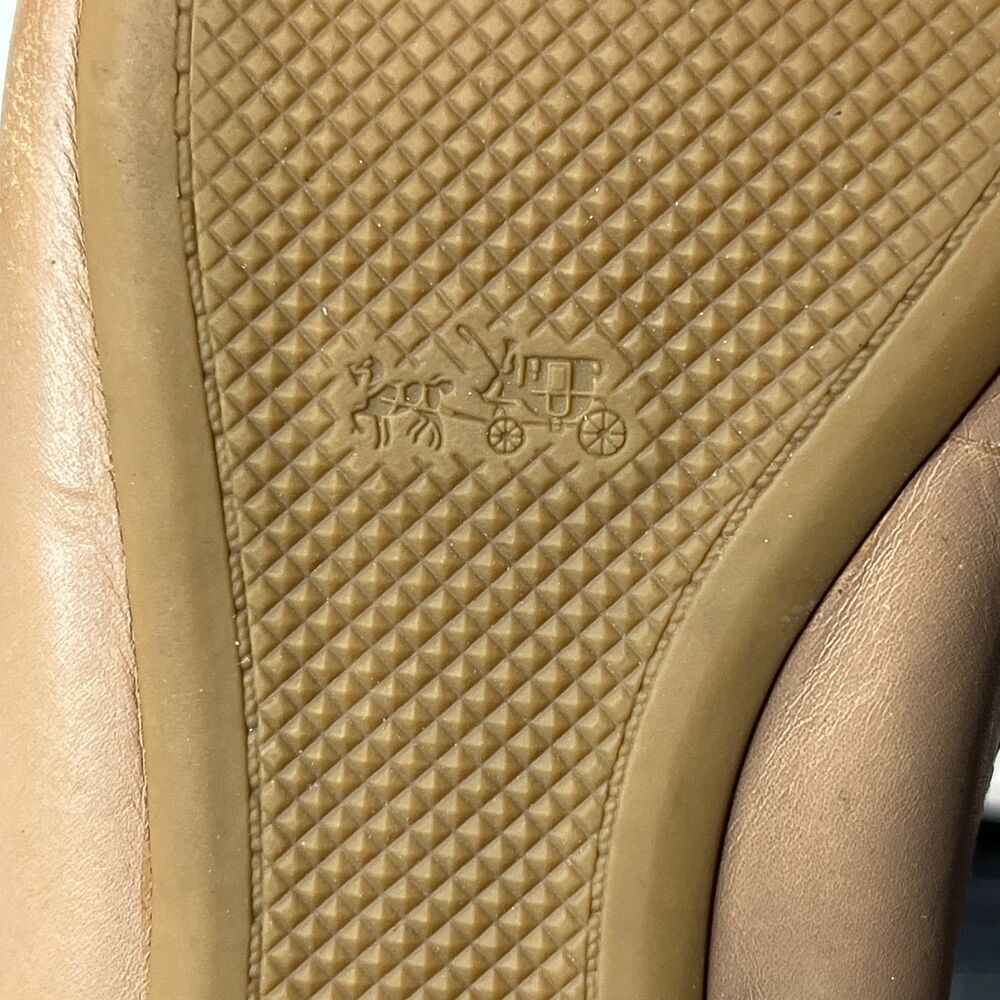 2/$100 Coach New York Chelsea Tan Leather Silver Metallic Cap Toe Flats - Picture 6 of 14